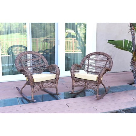 Propation W00210-R-2-FS001 Santa Maria Honey Wicker Rocker Chair with Ivory Cushion PR2439015